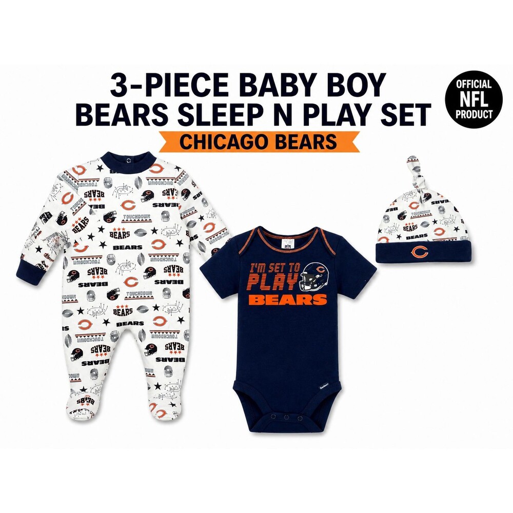 NEW NWT NFL Chicago Bears Baby Boy Bodysuits Football 6-9 months Set
